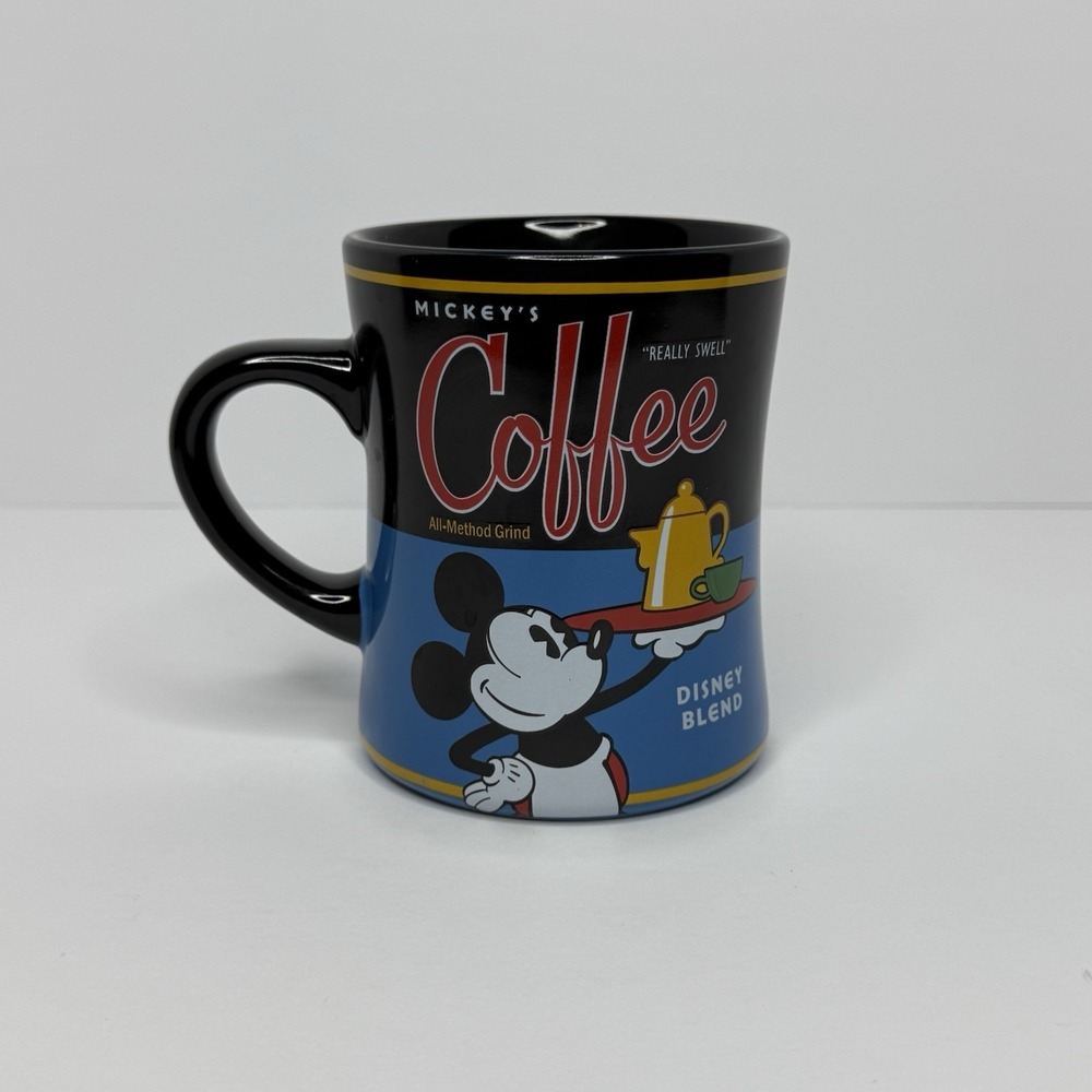 Disney Theme Parks Mickey's Really Swell Coffee Mug Cup 16 Oz Black Blue